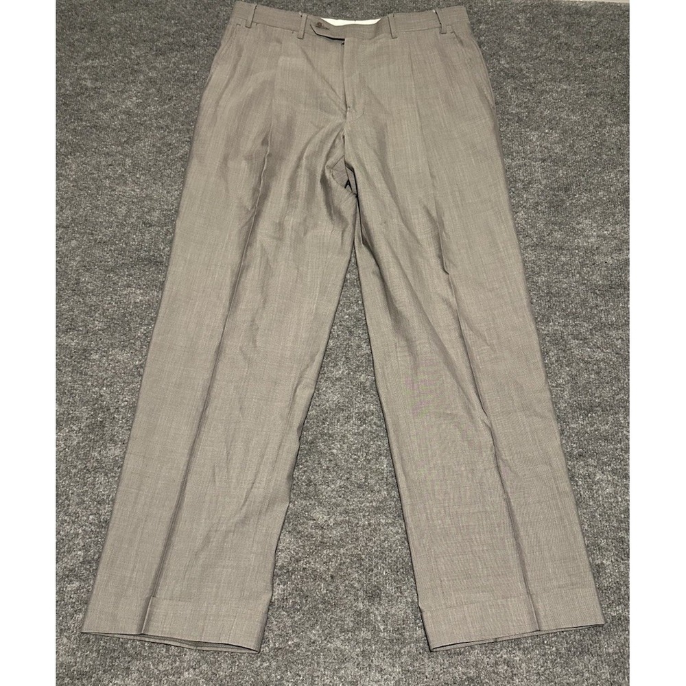 Canali Men's Grey Wool Dress Pants 33x39 Made In Italy